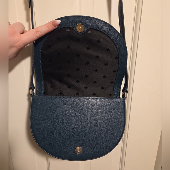 Kate Spade dark turquoise Crossbody Saddle Bag suede and pebbled leather bag - Picture 6 of 16
